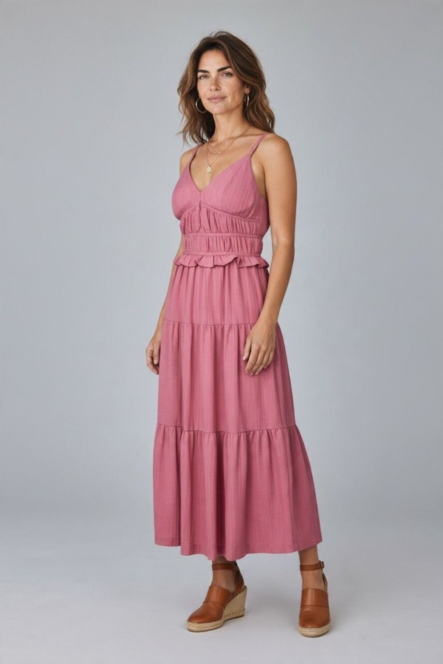✨En Saison Ruffled Tiered Maxi Pink Sz XS Dress✨